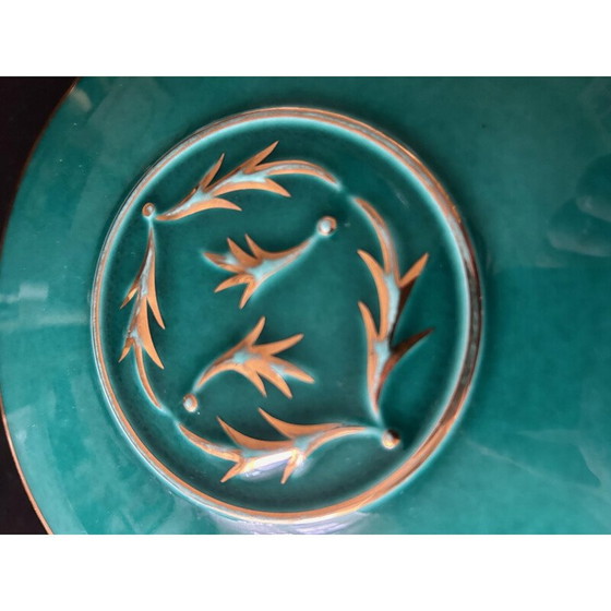 Image 1 of Vintage green and gold ceramic box by Magdalithe, 1950