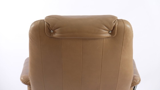 Image 1 of Vintage leather armchair with footstool