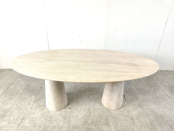 Image 1 of Vintage oval travertine dining table, 1970s