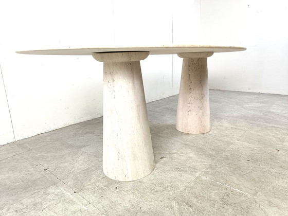 Image 1 of Vintage oval travertine dining table, 1970s