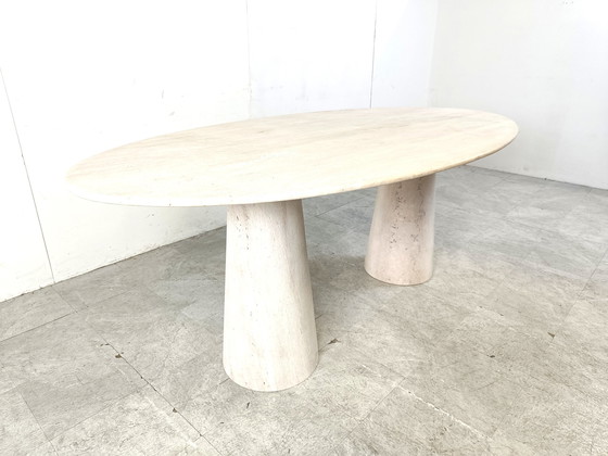 Image 1 of Vintage oval travertine dining table, 1970s