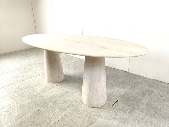 Image 1 of Vintage oval travertine dining table, 1970s