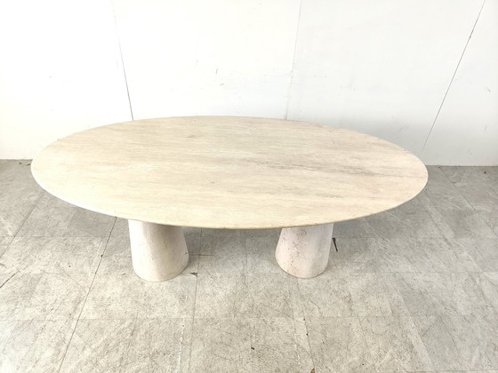 Image 1 of Vintage oval travertine dining table, 1970s