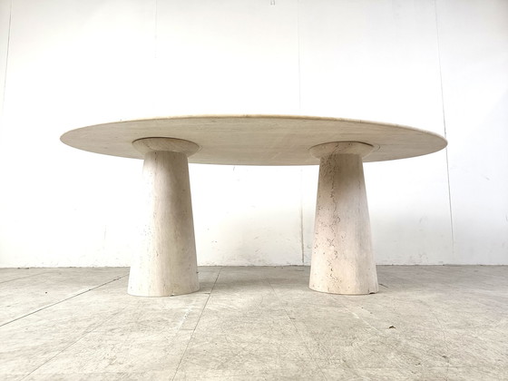 Image 1 of Vintage oval travertine dining table, 1970s