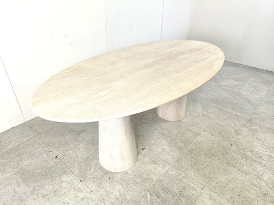 Image 1 of Vintage oval travertine dining table, 1970s