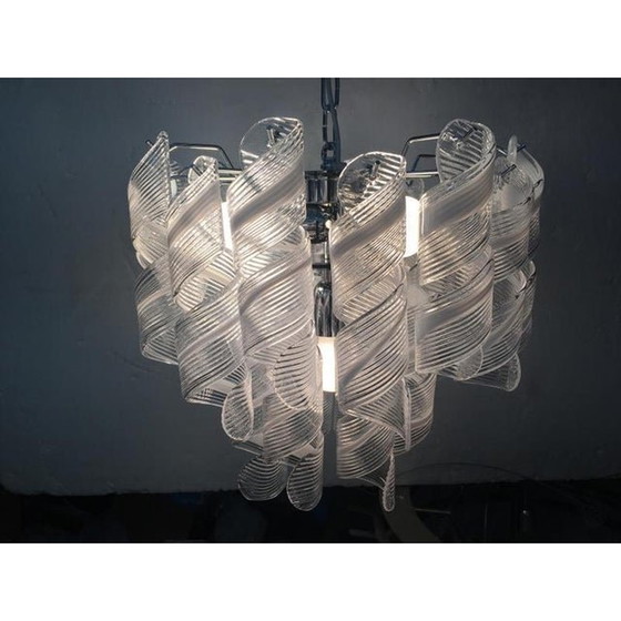 Image 1 of Murano Glass Chandelier "Virgola" Made In Italy Venini Style