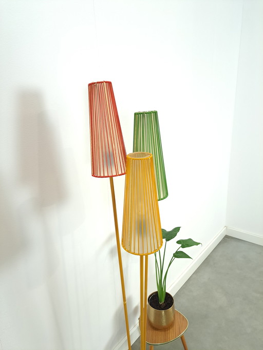 1950s floor lamp with colored shades, floor lamp