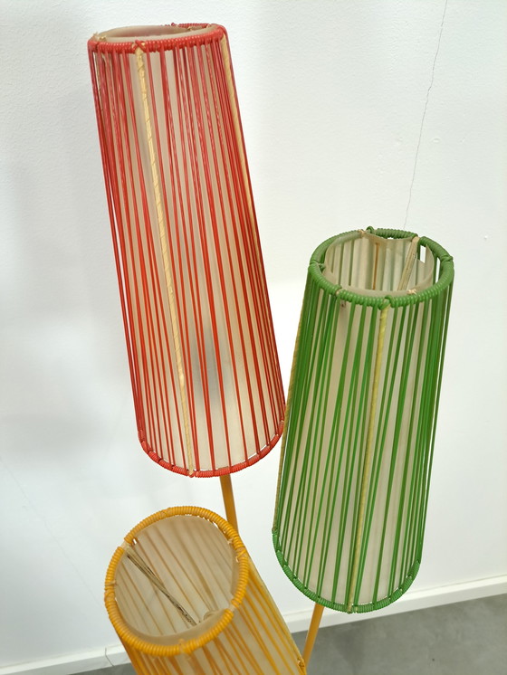 Image 1 of 1950s floor lamp with colored shades, floor lamp