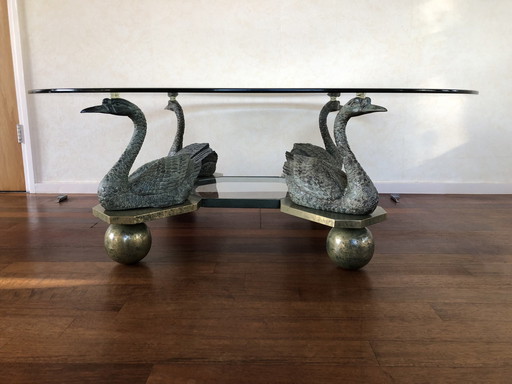 Vintage Coffee Table With 4 Swans