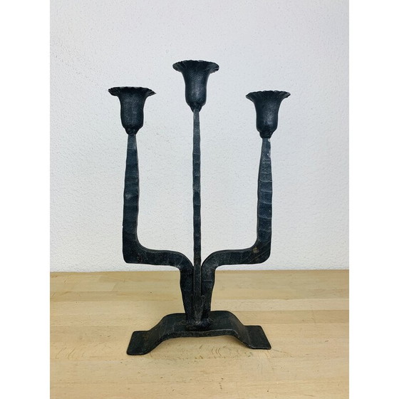 Image 1 of Candeliere brutalista in ferro battuto d'epoca