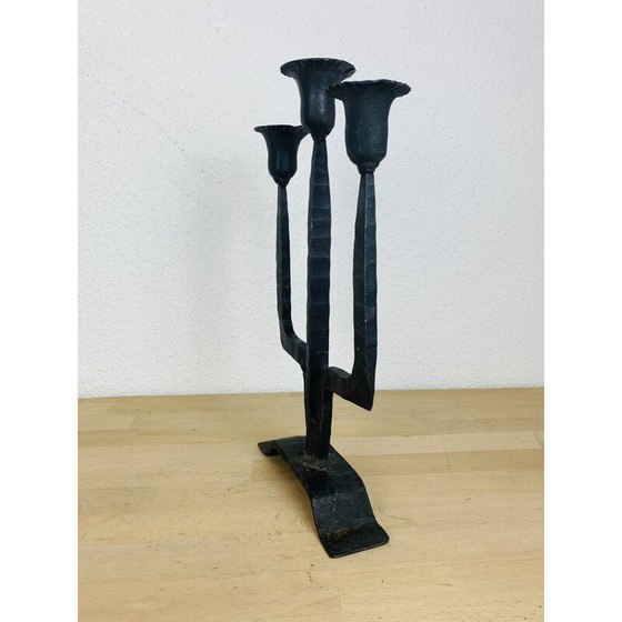 Image 1 of Candeliere brutalista in ferro battuto d'epoca
