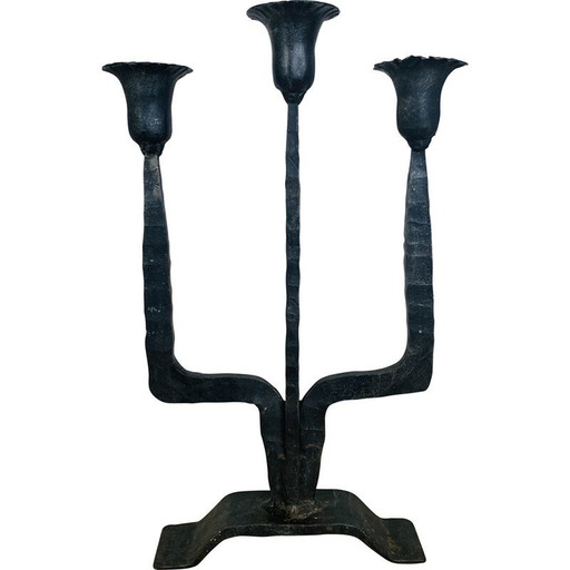 Vintage brutalist wrought iron candlestick