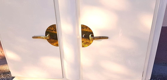 Image 1 of Art Deco Brass And Cream Lacquered Sideboard.