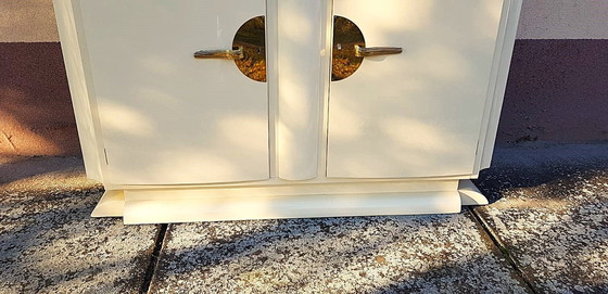 Image 1 of Art Deco Brass And Cream Lacquered Sideboard.