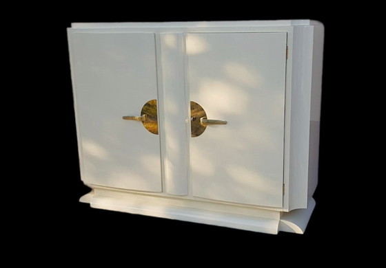 Image 1 of Art Deco Brass And Cream Lacquered Sideboard.