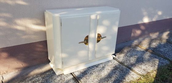 Image 1 of Art Deco Brass And Cream Lacquered Sideboard.