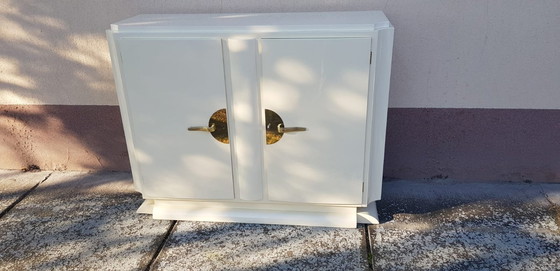 Image 1 of Art Deco Brass And Cream Lacquered Sideboard.