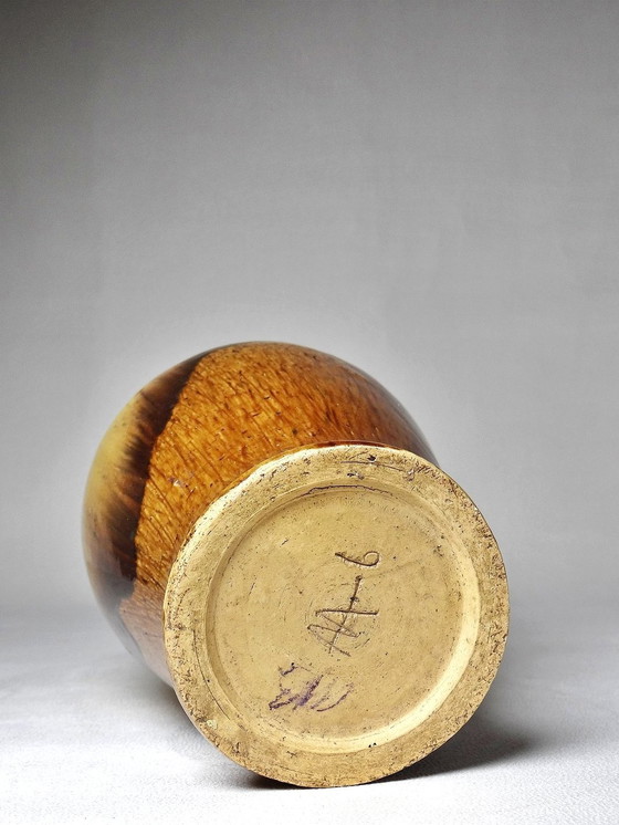 Image 1 of Vase De Poterie Vernissée, Vintage Années 50-60, Signed Aa À Identifier