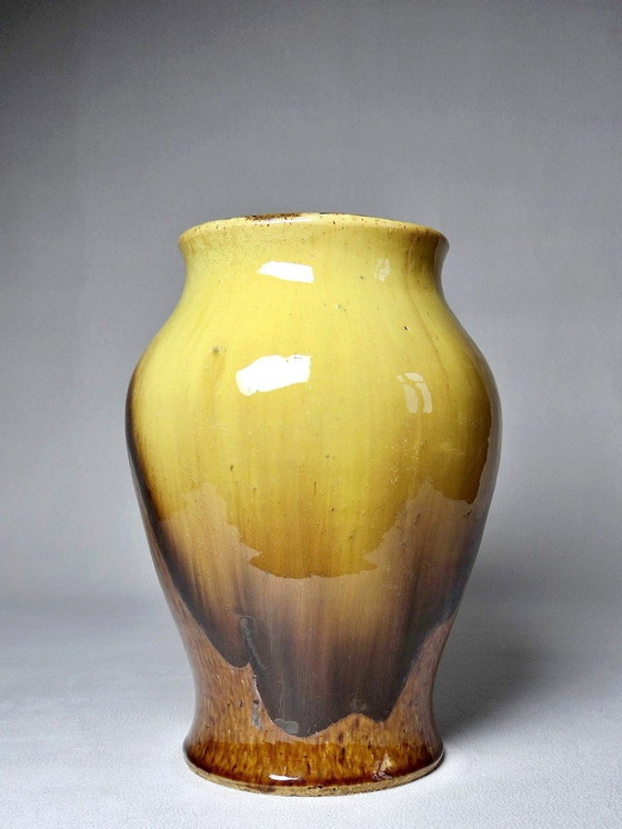 Image 1 of Vase De Poterie Vernissée, Vintage Années 50-60, Signed Aa À Identifier