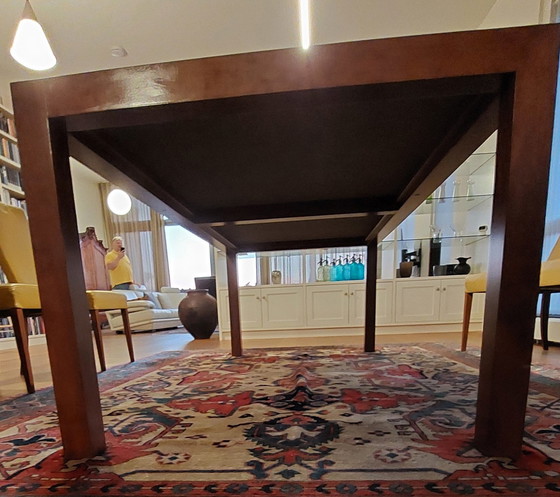 Image 1 of Large Wooden Dining Table With 2 Granite Tops Inlaid