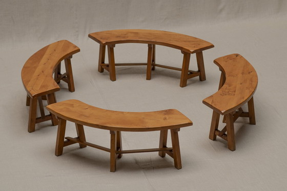 Image 1 of Set Of Vintage Benches In Elmwood 1960S
