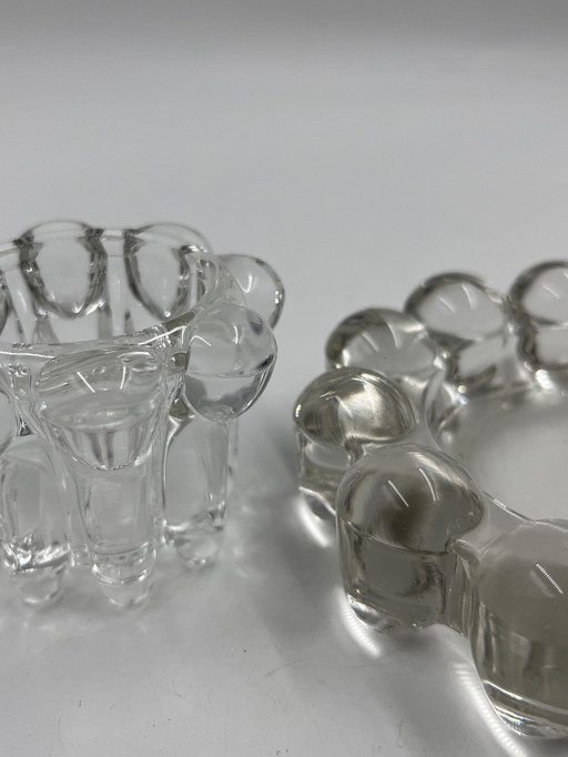 Duo Of Glass Candleholders