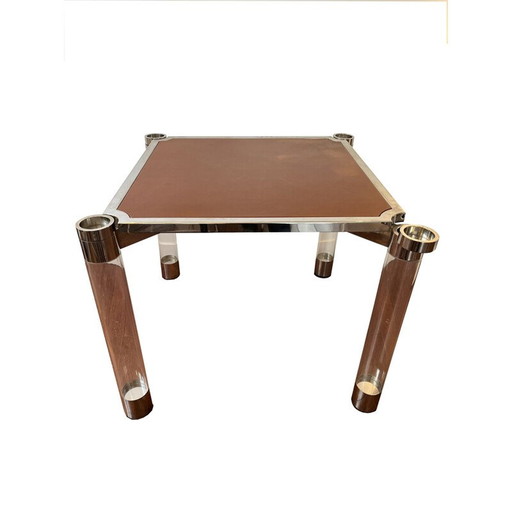 Tavolo da gioco vintage in pelle e feltro, 1970