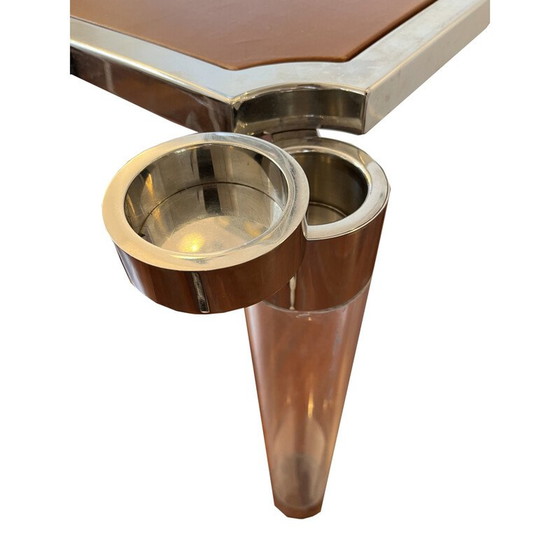 Image 1 of Vintage leather and felt game table, 1970