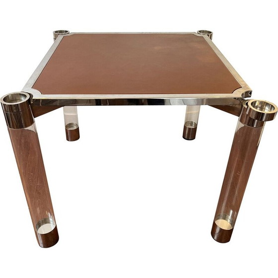 Image 1 of Vintage leather and felt game table, 1970