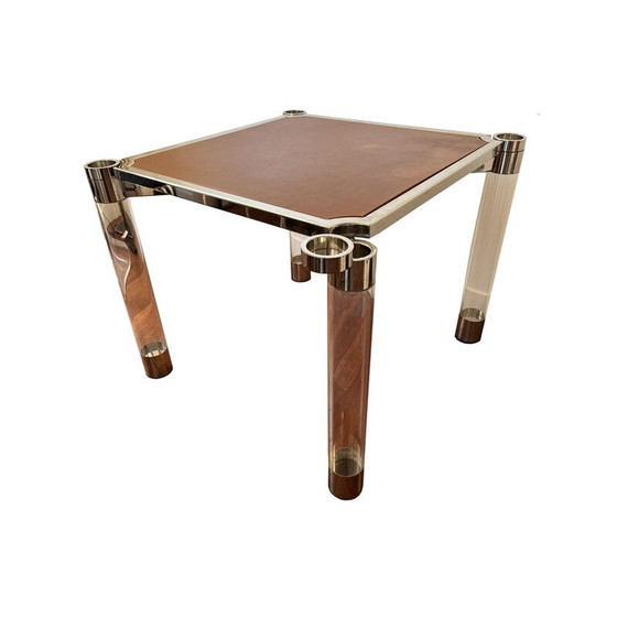 Image 1 of Vintage leather and felt game table, 1970