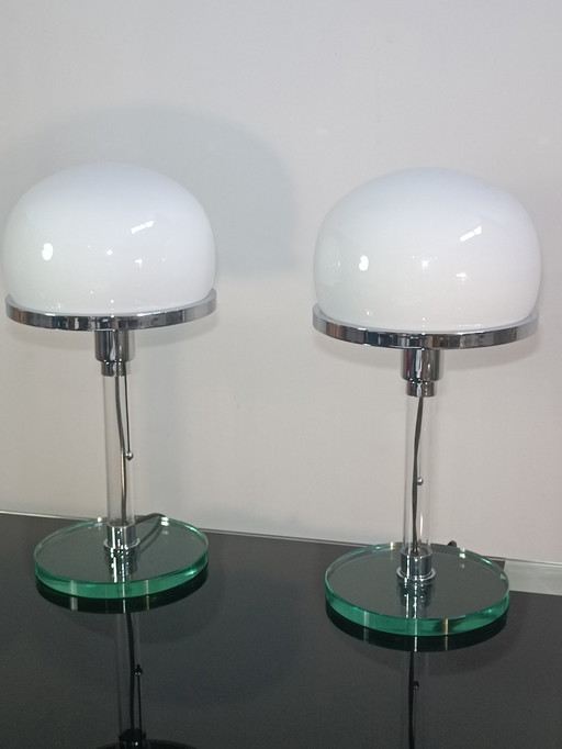 Pair Of Bauhaus Lamps Valentino Metalarte