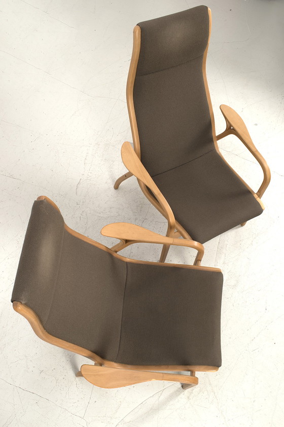 Image 1 of Pair of Yngve Ekström Lamino armchairs