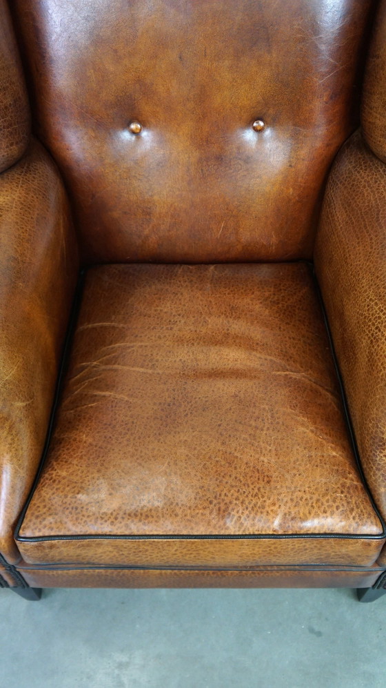 Image 1 of Fauteuil à oreilles en cuir de mouton