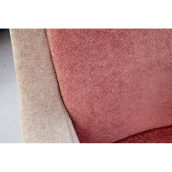 Image 1 of Poltrona bicolore in velluto beige e rosa chiaro - anni '50