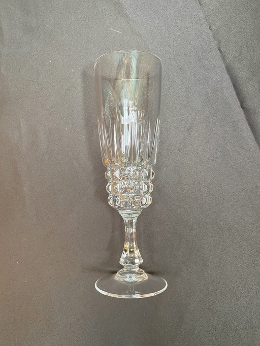 8X Crystal D'Arques Pompadour Champagne Flutes