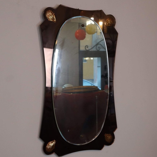 Mirror with shell frame in Cristal Art style, 1960s