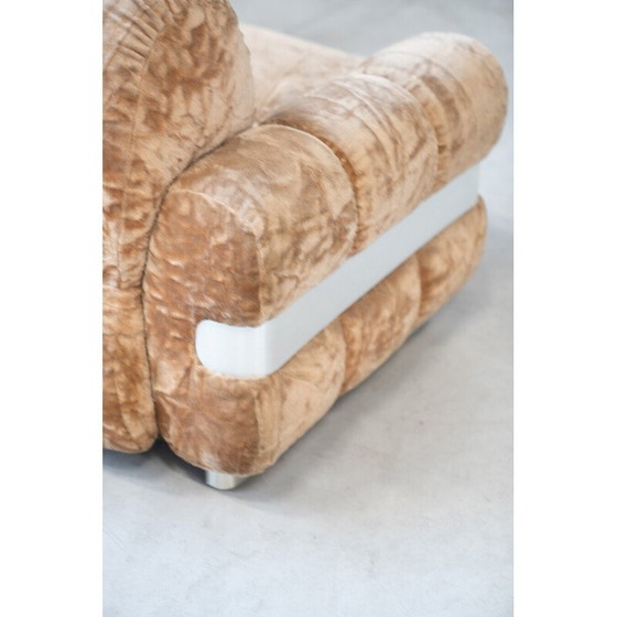 Image 1 of Vintage chenille armchair in brushed aluminum, Italy 1970