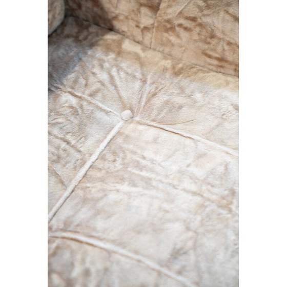 Image 1 of Vintage chenille armchair in brushed aluminum, Italy 1970