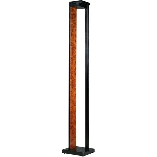 Paul Michel halogen floor lamp in genuine elm burl and black lacquer