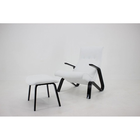 Image 1 of Poltrona e poggiapiedi Grasshopper vintage di Eero Saarinen per Knoll, anni '50