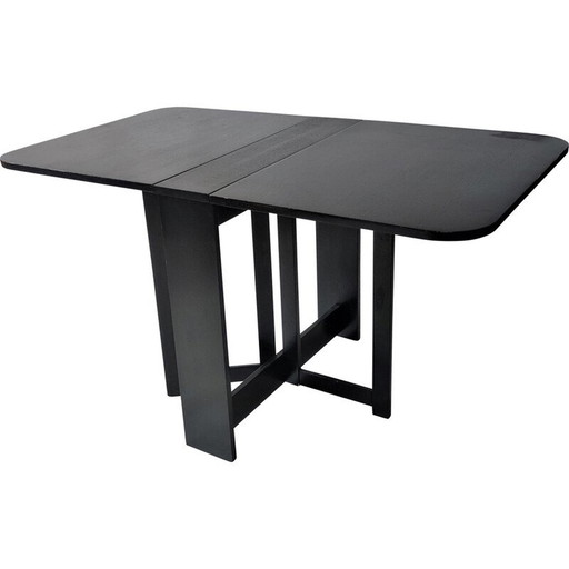 Vintage black folding table by Hikor Písek, Czechoslovakia 1980s
