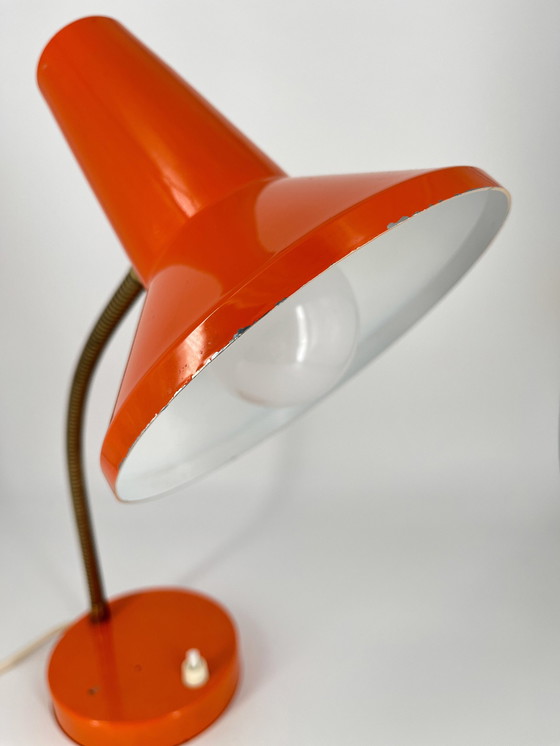 Image 1 of Vintage desk lamp Orange 1960 1970 Mid - Century Space Age