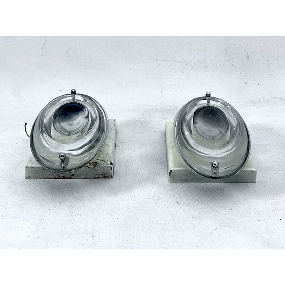 Image 1 of Pair of vintage chrome and glass wall lamps by Oscar Torlasco for Stilkronen, Italy 1970