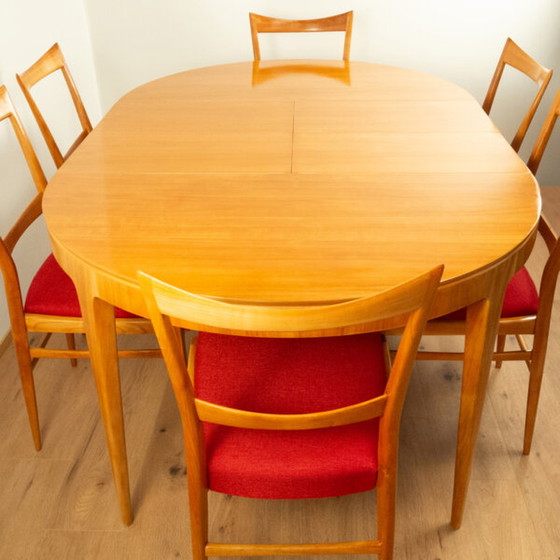 Image 1 of 1960s dining table with 6 cherry chairs