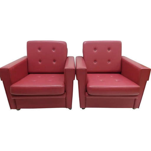 Pair of vintage armchairs in chromed metal, Czechoslovakia 1970