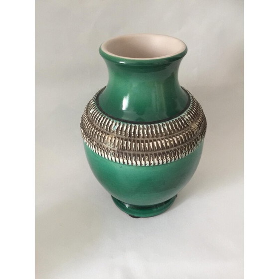 Image 1 of Set of 3 vintage red and green glazed ceramic vases by Pol Chambost
