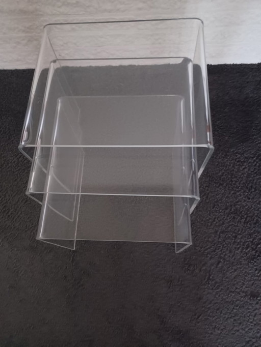 Mini,Mimi Set,3 Side Tables,Plexi,Plastic,Translucent U Shape