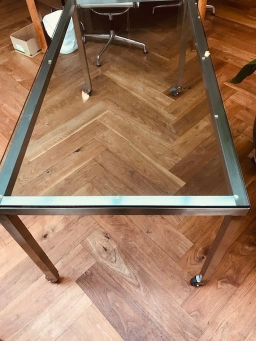 Metaform Dining Table S-16 Stainless Steel And Glass