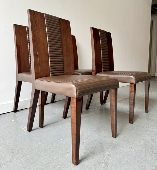 Set Of 4 Contemporary Wooden Dining Chairs