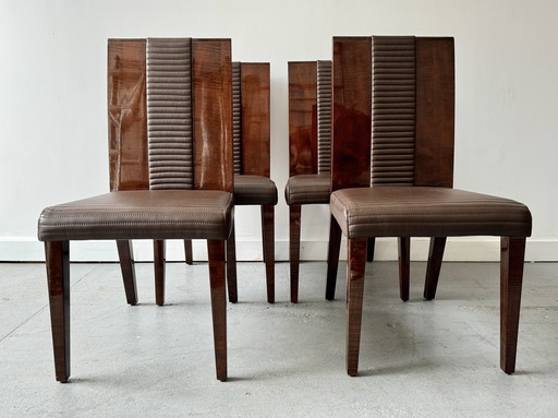 Set Of 4 Contemporary Wooden Dining Chairs